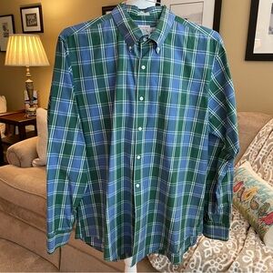 J Crew Classic Blue Green Plaid Button-down Men’s Long Sleeve Shirt Size L